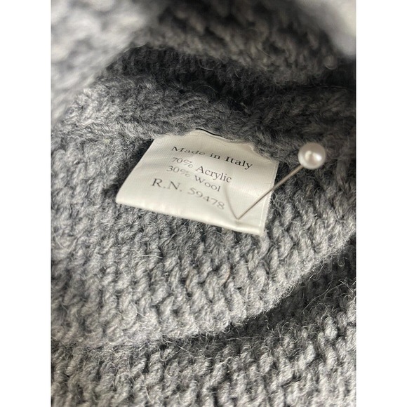 L’uomo Cowl Neck Sweater L Wool Blend Made in Italy Button Warm Winter Pullover - Picture 9 of 9